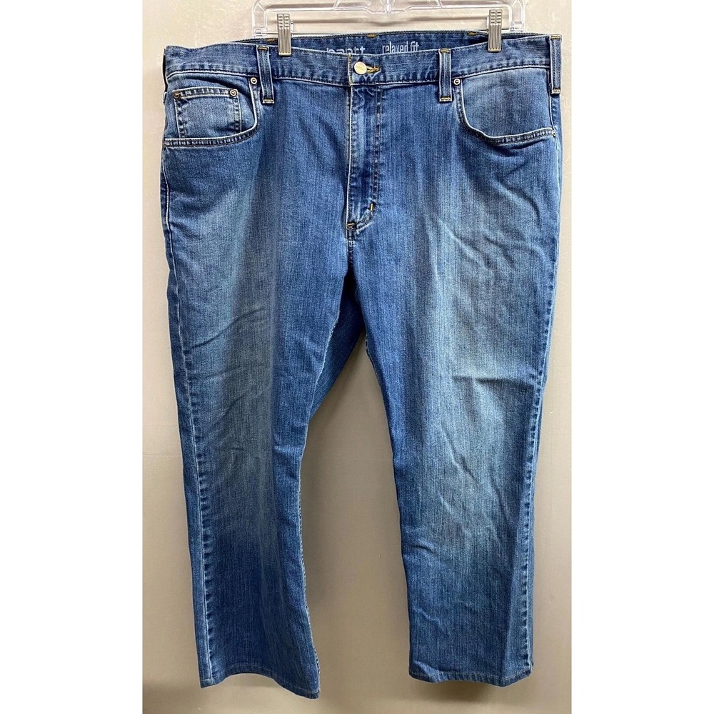 Carhartt Rugged Flex Jeans Men 40x30 Blue Denim Relaxed Fit Straight Leg Zip Fly